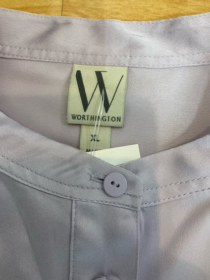 Worthington Lavender Mandarin Collar Cap Sleeve Blouse Top XL