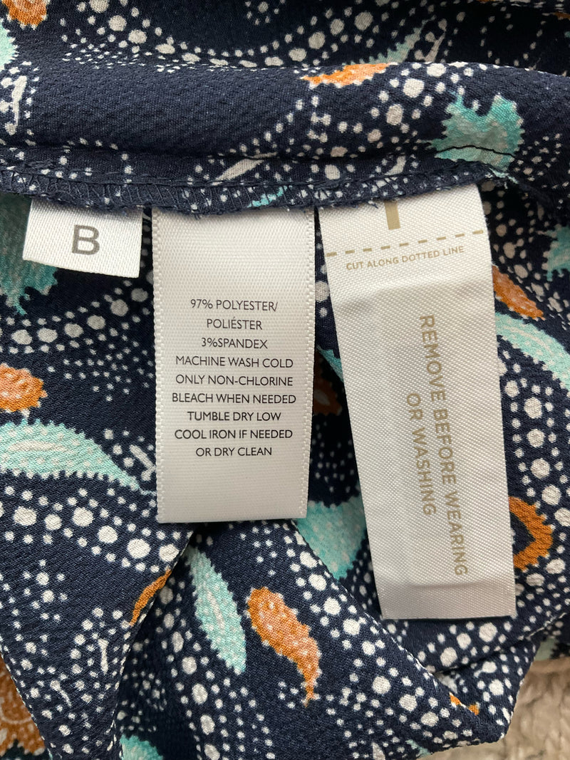 Loft Navy/Teal/Brown/White Print Pre-Owned Ladies Dress - Size XL