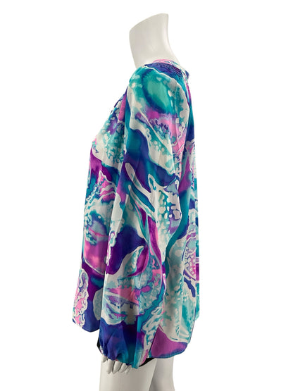 Lilly Pulitzer Elsa Silk Top La Playa Print Blouse Size Large