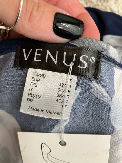 Venus Navy &amp; Gray Floral Sleeveless Surplice Jumpsuit Size Small - ONLINE ONLY