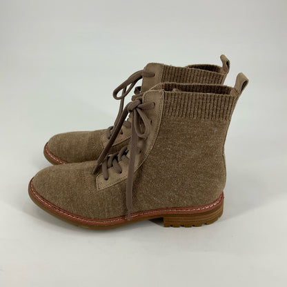 Softt Tamela II Waterproof Knit Suede Ankle Boots Taupe Size 8.5