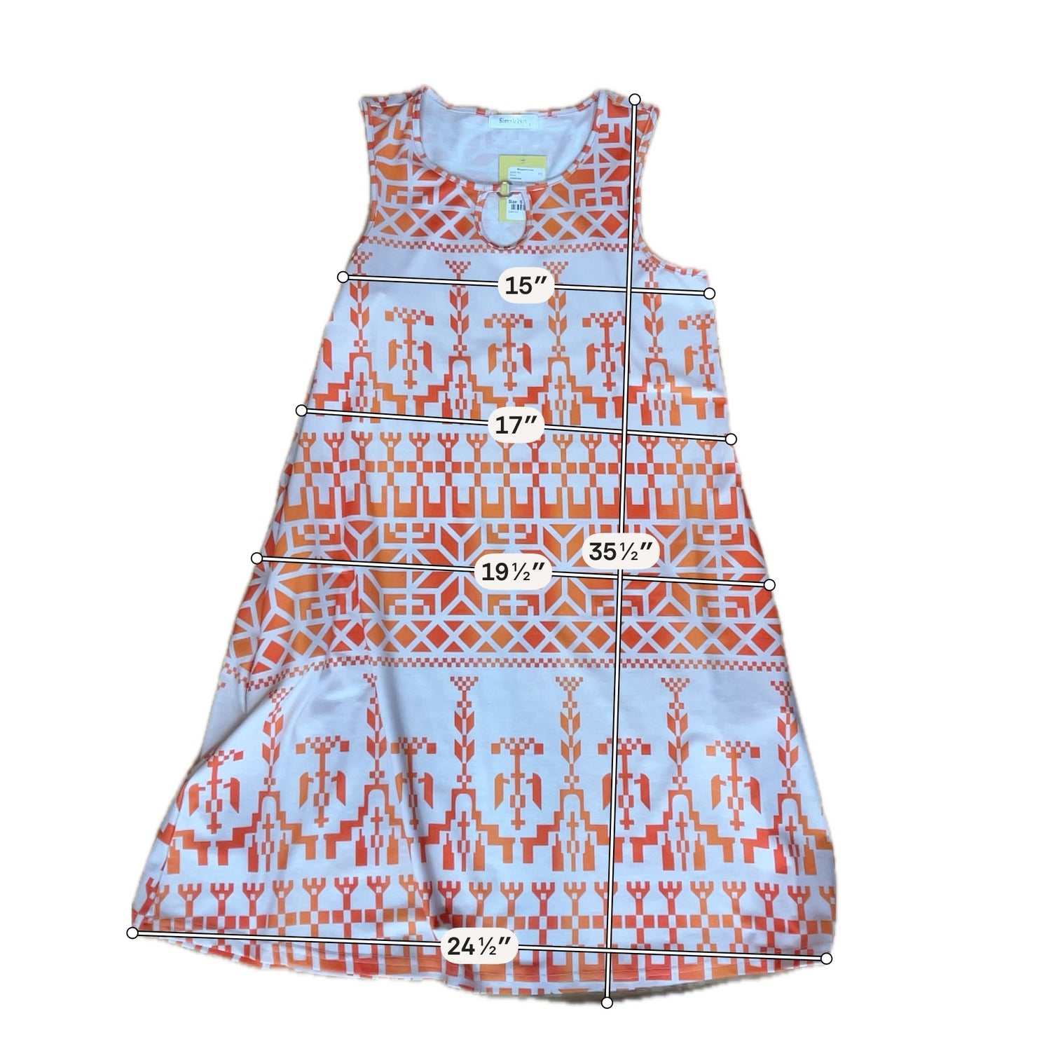 Simple Fun Women’s Size Small Tan Orange Geometric Sleeveless Dress- ONLINE ONLY