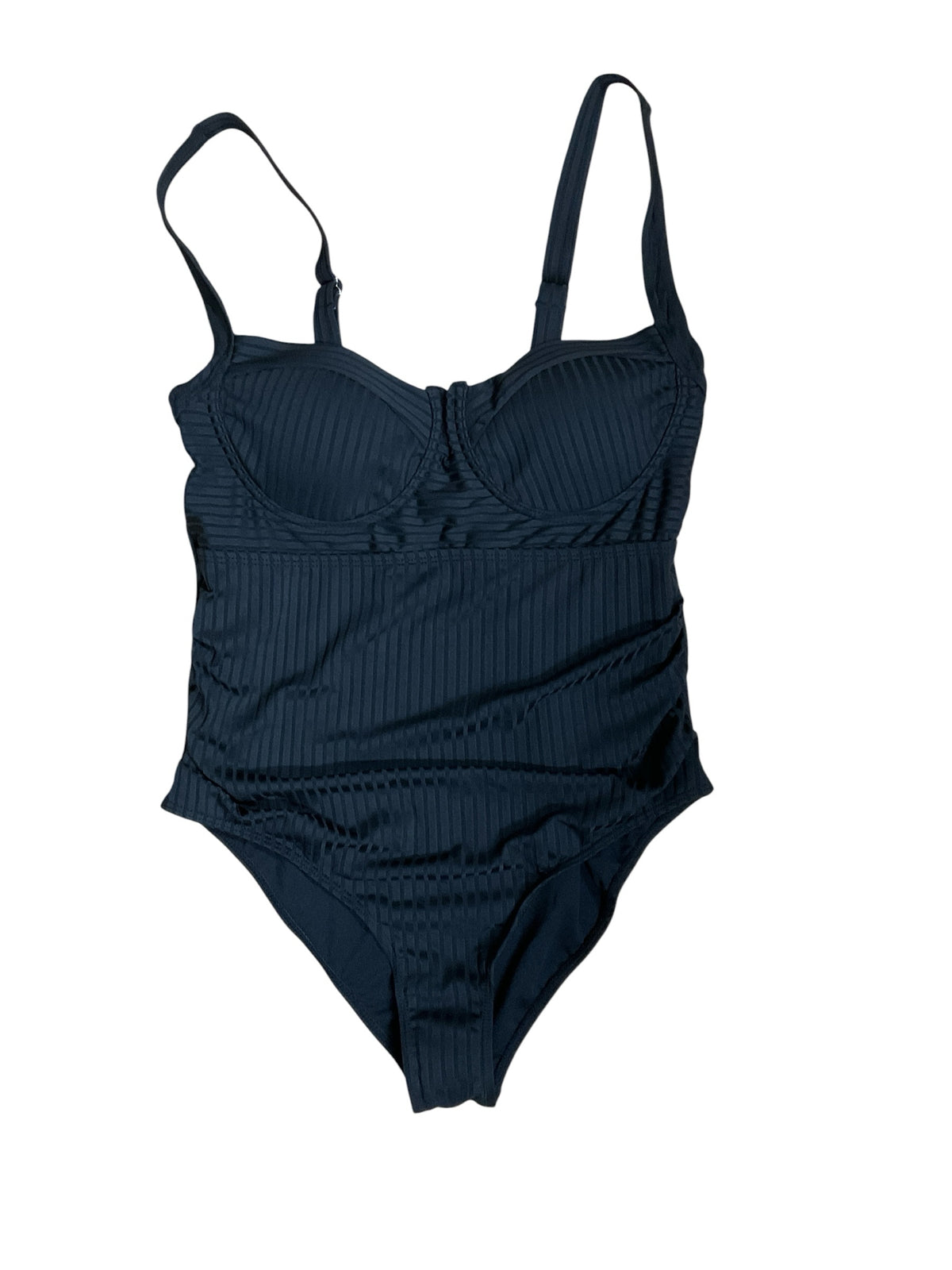 Aumora Black Ribbed Ruched Tummy Control One-Piece Swimsuit NWT Size XL - ONLINE ONLY