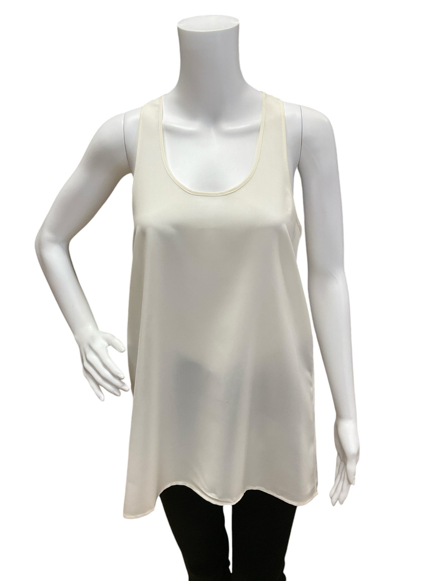 Abound Size S Cream Solid Casual Top - Upstairs