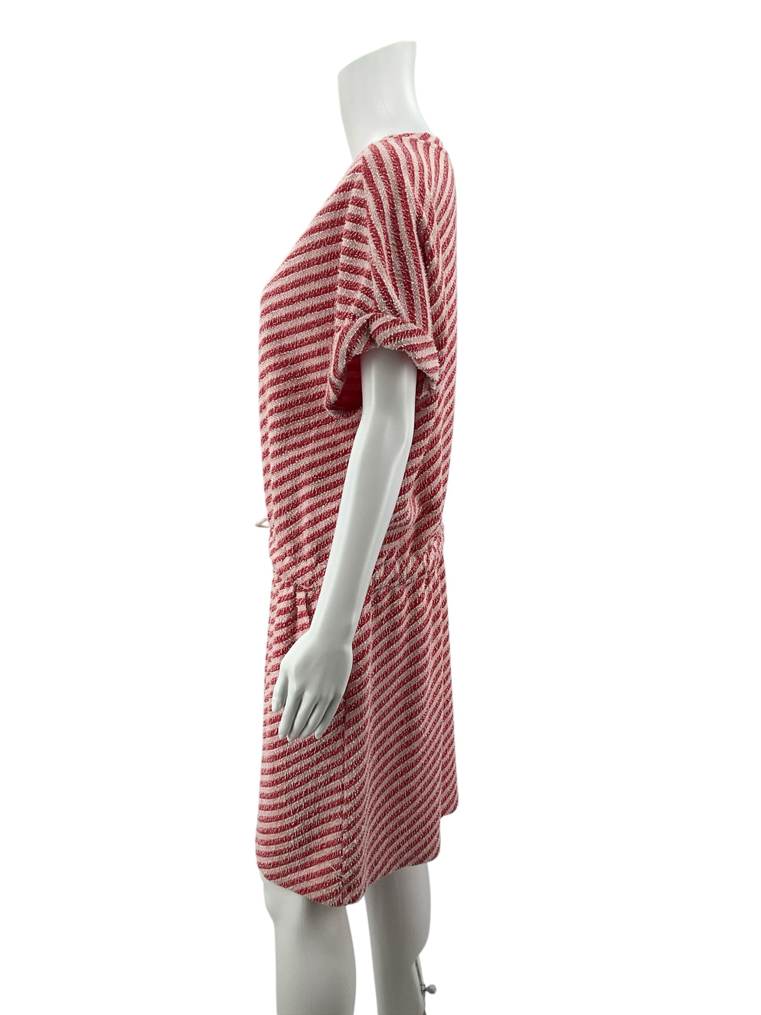 Lou &amp; Grey Red &amp;amp; White Diagonal Stripe Terry T-Shirt Dress | XL