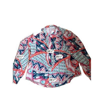 Fate pink/orange/navy Long Sleeve Size Large pink/orange/navy Print Pre-Owned Ladies Casual Top - Size L