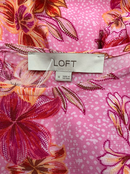 Loft pink/white/red Floral Pink/White/Red Floral Pre-Owned Ladies Dress - Size Medium - Size M