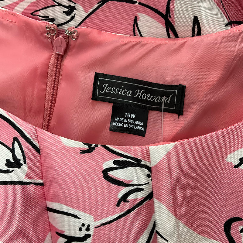 Jessica Howard Pink/White/Black Floral Pre-Owned Ladies Dress - Size 16W - Margaret’s Fine Consignment
