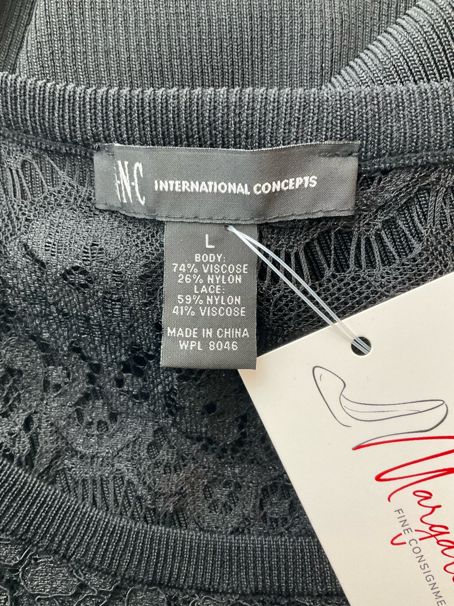 INC Black Lace Pre-Owned Ladies Top - Size Large - Margaret’s Fine Consignment