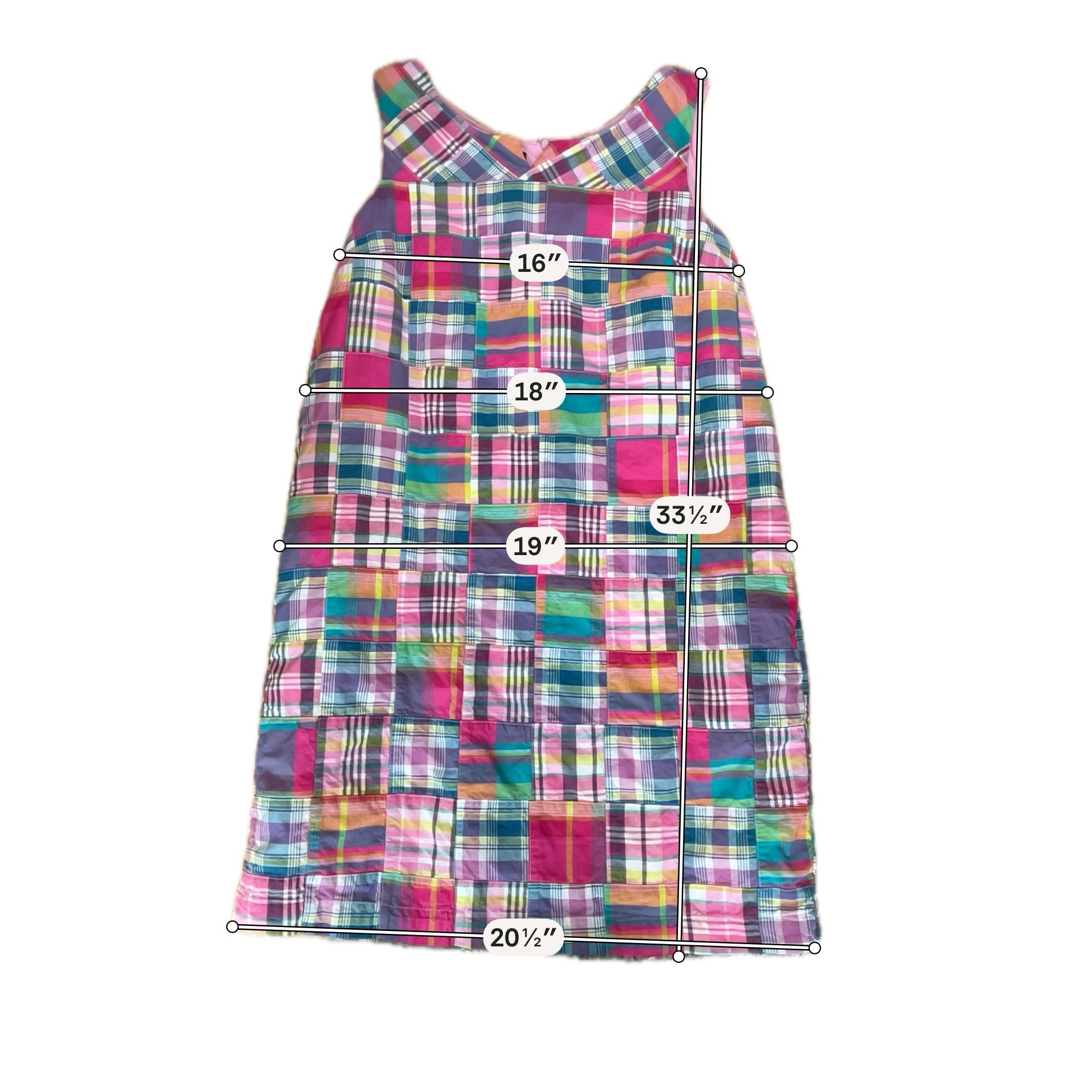 Talbots Patchwork Madras Plaid Cotton Shift Dress Size 12