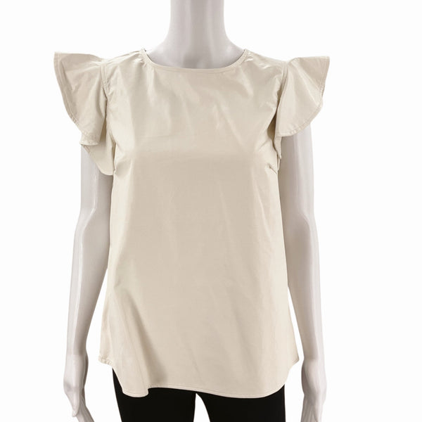 TCEC Cream Solid Short Sleeve Blouse – Size Medium, Excellent Pre-Owned - Margaret’s Fine Consignment