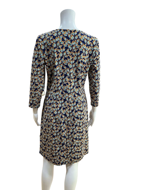 J. McLaughlin Catalina Cloth Leaf Print Sheath Dress Navy Size Medium