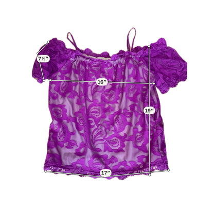 Skies Are Blue Fuchsia Lace Cold Shoulder Blouse Top Size Medium - Downstairs