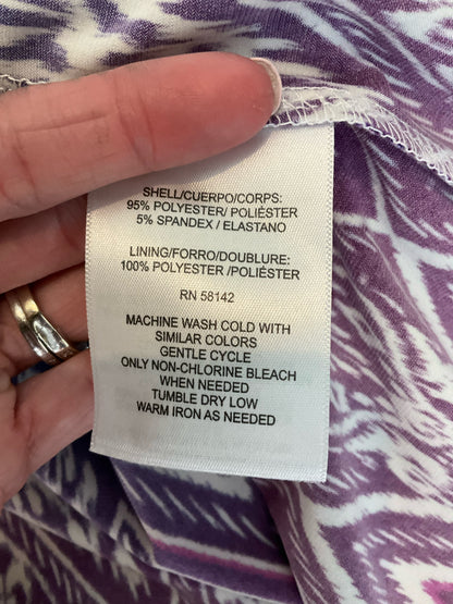 Wisp Ikat Print Dress Size 12 Aqua Purple Empire Waist X-Back Sleeveless