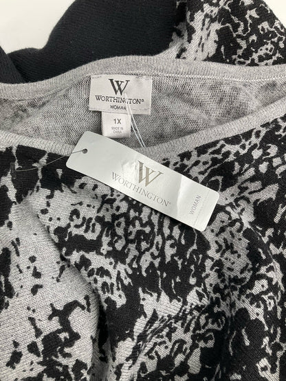 Worthington Black/Gray Print Pre-Owned Ladies Short Sleeve Top - Size 1X