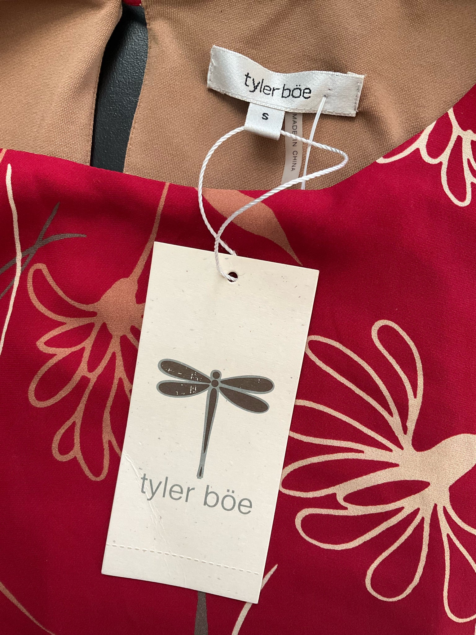Tyler Boe Red &amp; Tan Floral Dress – Women’s Size Small - ONLINE ONLY