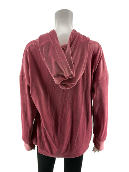 Domisily Crushed Velour Oversized Pullover Hoodie Sweatshirt XL Mauve