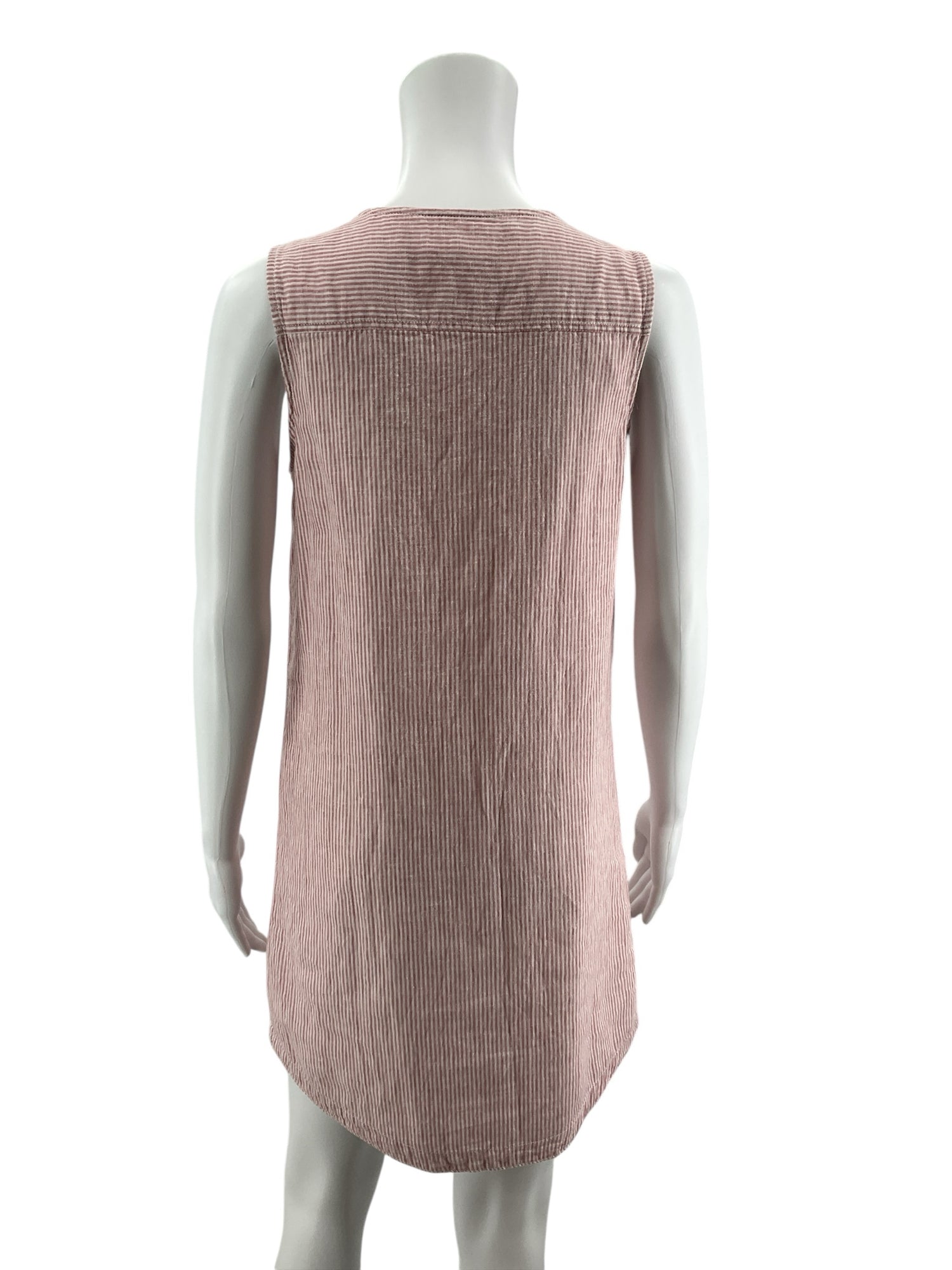 beachlunchlounge Linen Blend Striped Shift Dress Pink White Size XS