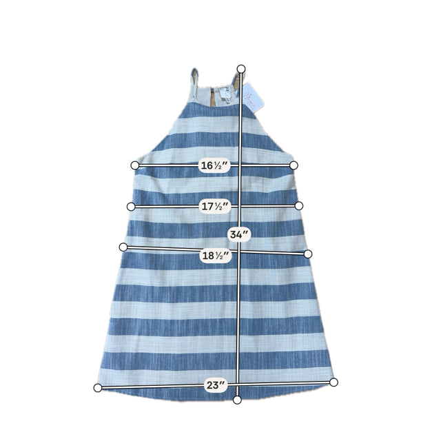 Pink Owl tan/blue Mini Striped Halter Mini Dress Blue Ivory Cotton Sundress Size Small - Size S