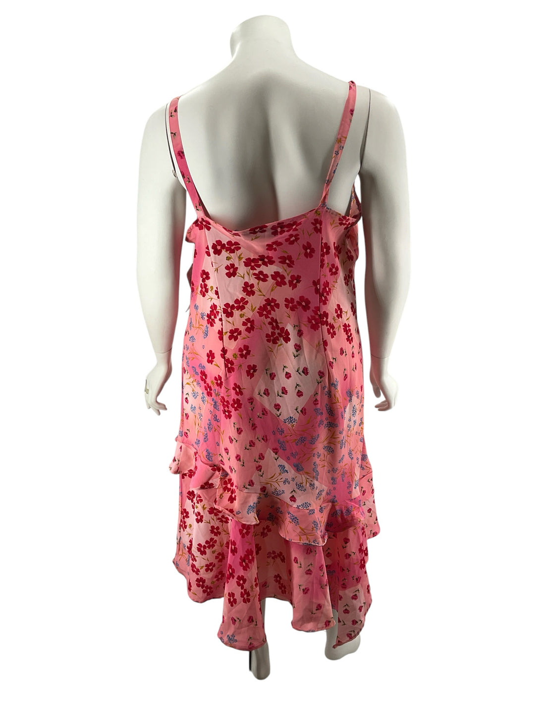 Mille Gabrielle Plus Size 22W Pink Floral Tiered Ruffle Midi Dress NWT