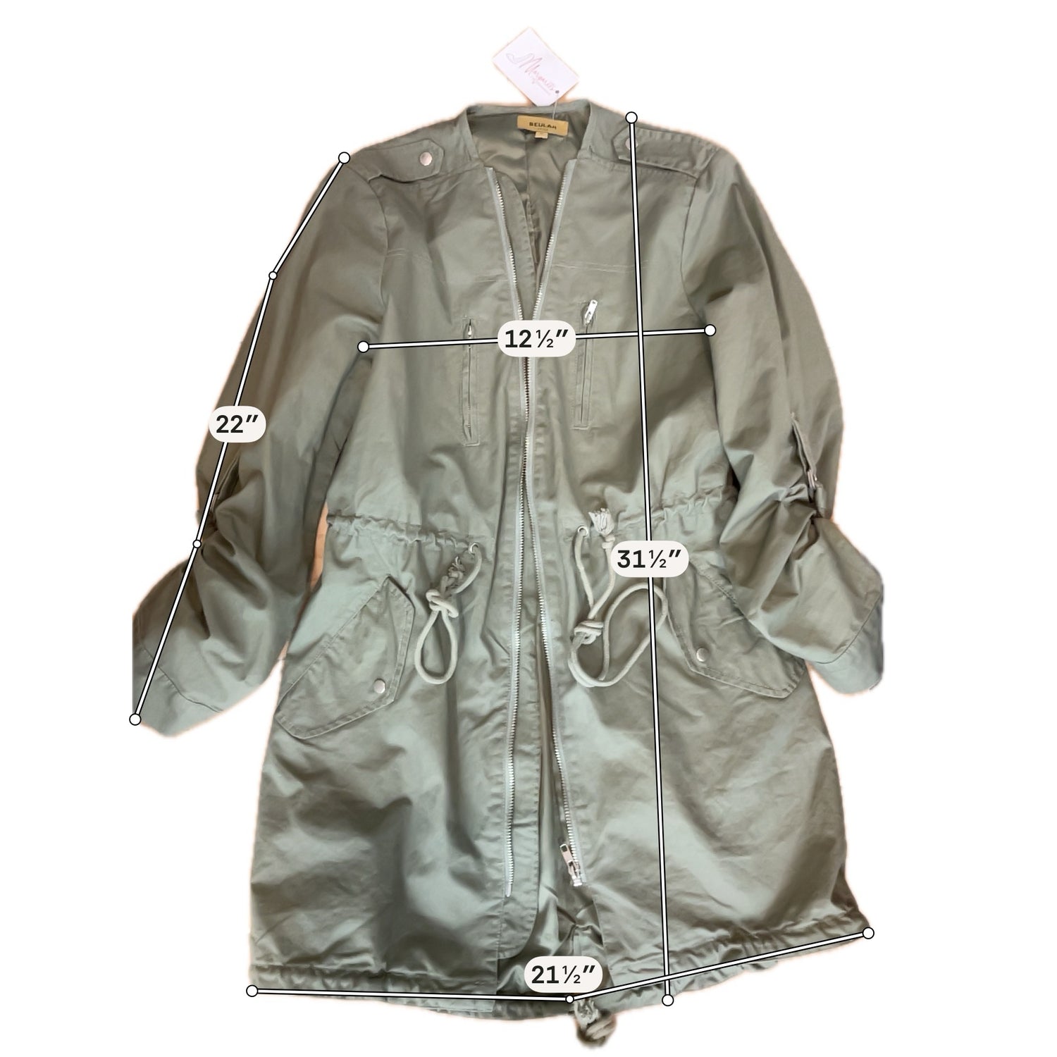 Beulah Olive Green Anorak Utility Military Jacket Size Medium