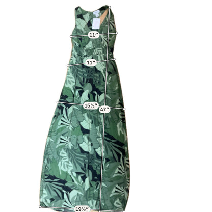 Japana Green Maxi Green Tropical Floral Sleeveless V-Neck Maxi Dress XS - Size XS