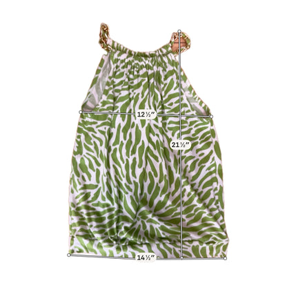 Green &amp;amp; White Animal Stripe Print Chain Halter Top XS/S
