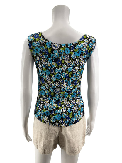 Casual Corner Vintage Casual Corner Smocked Popcorn Floral Tank Top | Y2K Sleeveless Blouse | Size Small