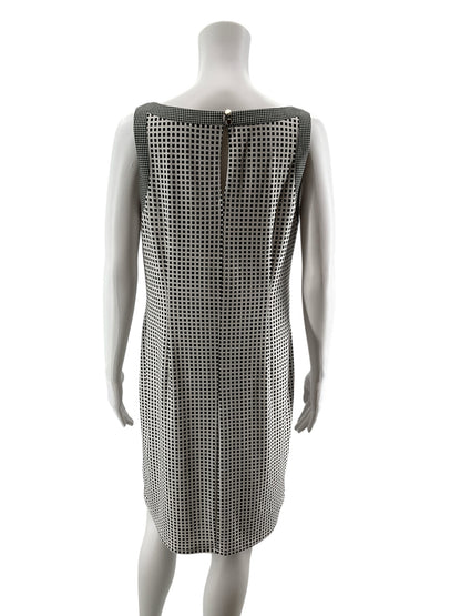 Ann Taylor Checkered Shift Dress Black White Sleeveless Size Small