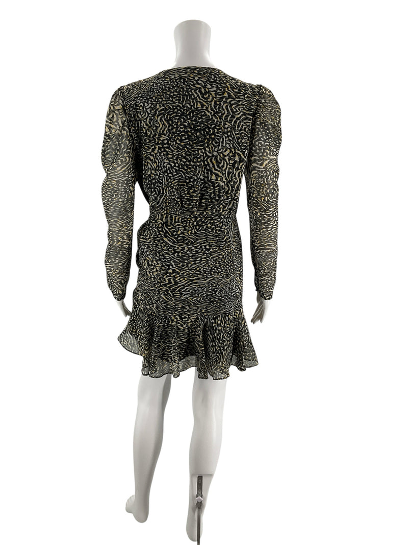 Steve Madden Black/Yellow Print Pre-Owned Ladies Dress - Size 4