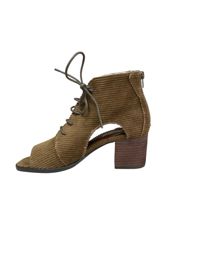 Band of Gypsies Ariel Brown Corduroy Lace Up Peep Toe Booties Size 7