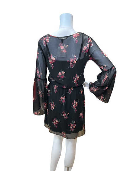 White House Black Market Size XS Black/Pink Floral Pre-Owned Ladies Dress