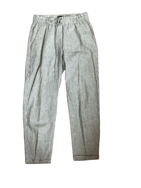 J.Crew Re-Imagined Navy &amp; White Stripe Linen Blend Pull-On Pants Size 0 - ONLINE ONLY