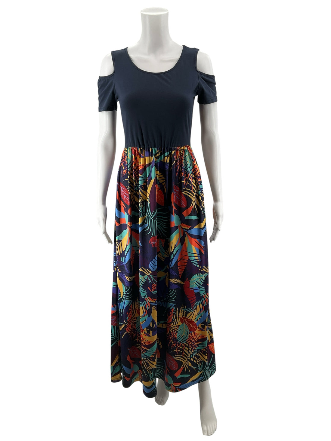 Styleword Navy Floral Cold Shoulder Maxi Dress Size Small