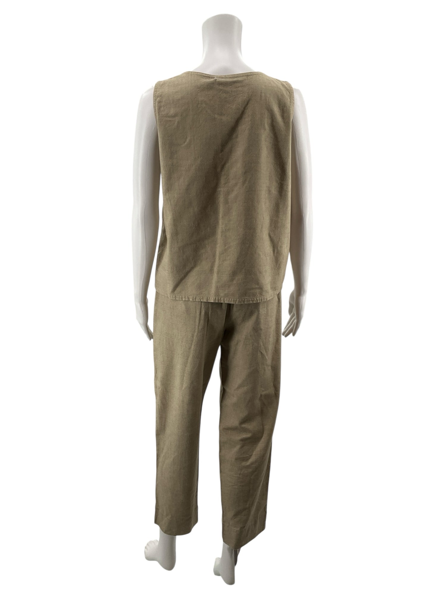 AK MAGiK Vintage Tan Cotton 2-Piece Boho Top &amp;amp; Pants Set Size Small
