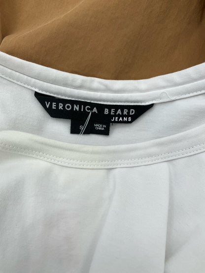 Veronica beard white/camel Short Sleeve Jean Kenia Two-Tone Belted T-Shirt Dress White Camel Small - Size S