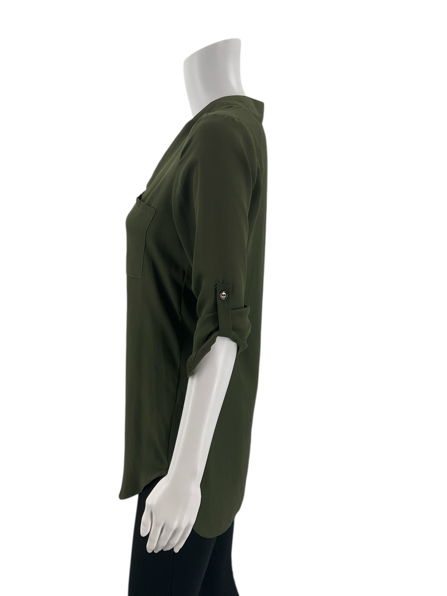 Jella C Olive Solid Pre-Owned Ladies Top - Size Small - Margaret’s Fine Consignment