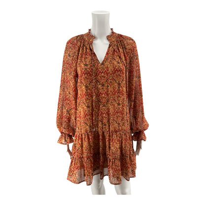 Entro Boho Ikat Print Tiered Tassel Mini Dress Size Small