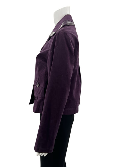 ttw by claudia brown Purple Corduroy Faux Patent Leather Trim Jacket | Size Small