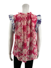 THML Pink/Purple Cap Sleeve Tie-Dye Ruffle Neck Sleeveless Bohemian Top Pink Purple Size Medium NWT - Size M