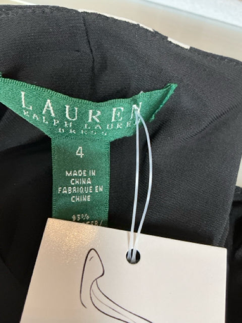 Lauren Ralph Lauren Black &amp;amp; White Floral Sleeveless Sheath Dress Size 4