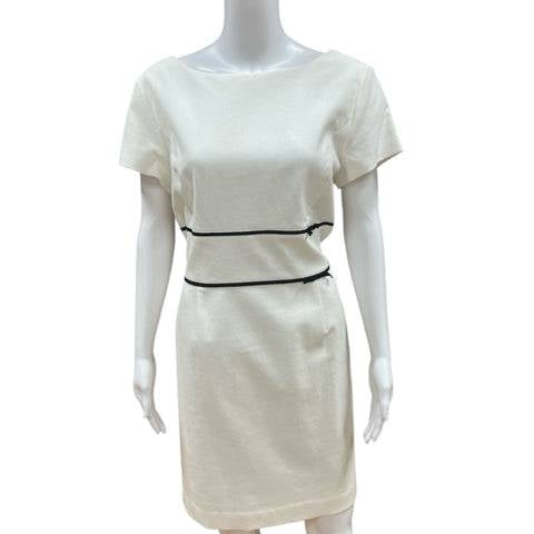 Talbots White/Black Textured Pre-Owned Ladies Dress - Size 12 - Margaret’s Fine Consignment