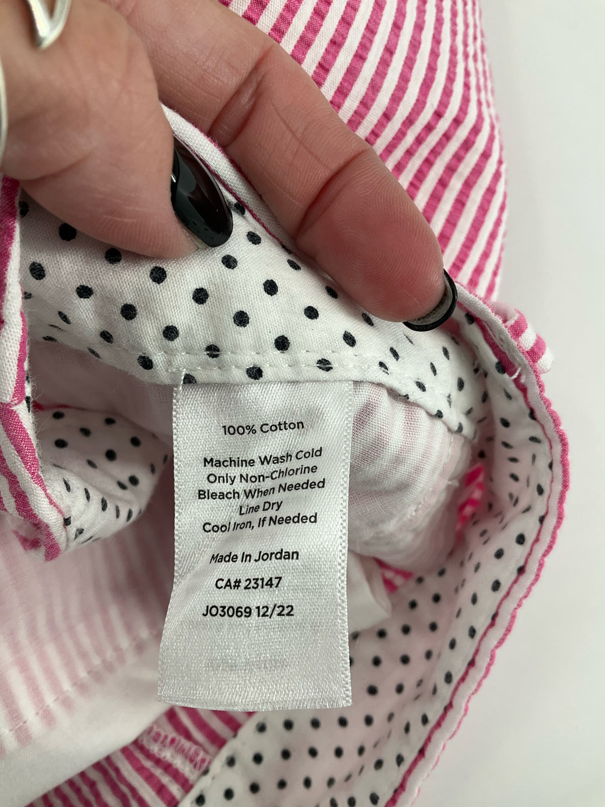 Talbots Pink &amp;amp; White Seersucker Stripe Side-Tab Crop Pants Size 16