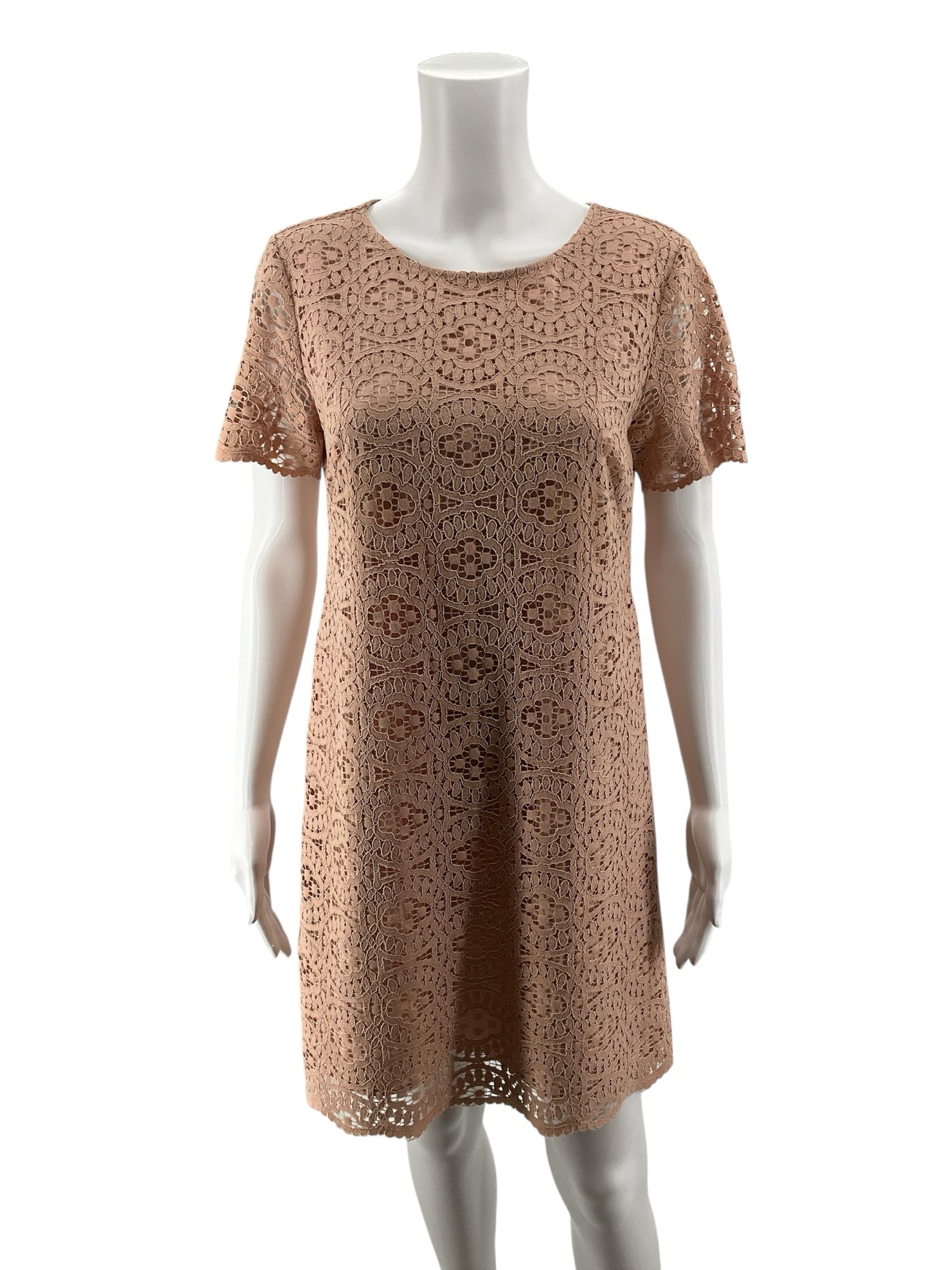 Ann Taylor Salmon Pink Floral Guipure Lace Shift Dress Size 4