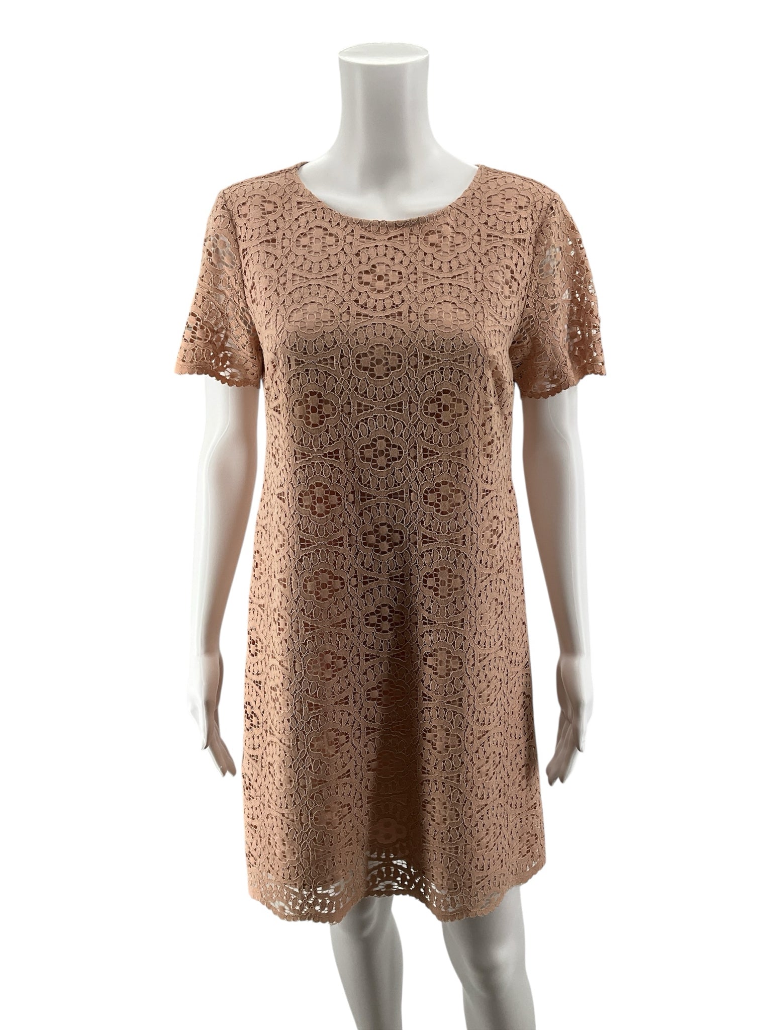 Ann Taylor Salmon Pink Floral Guipure Lace Shift Dress Size 4