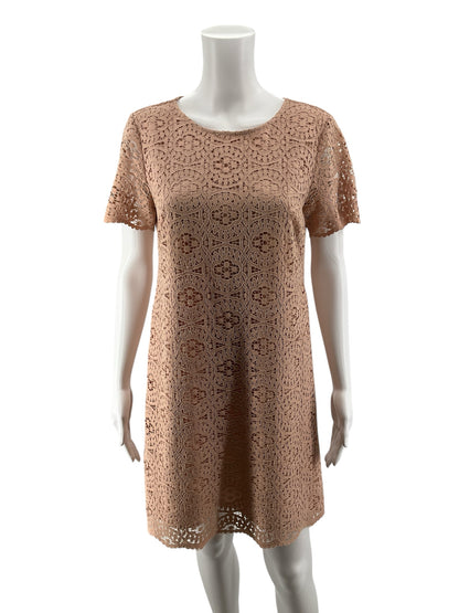 Ann Taylor Salmon Pink Floral Guipure Lace Shift Dress Size 4
