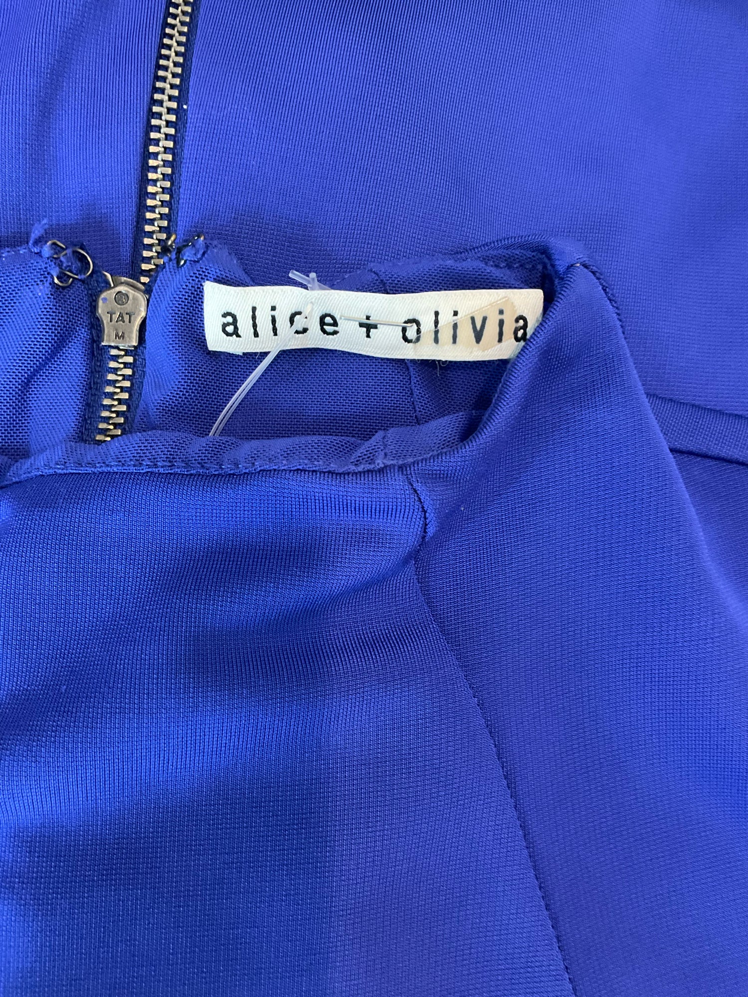 Alice + Olivia Jeri Ruched Scuba Bodycon Dress Royal Blue XS