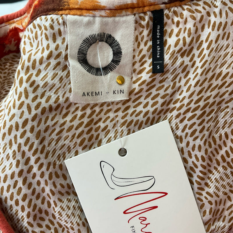 Akemi & Kim Burnt Orange Print Pre-Owned Ladies Top - Size Small - Margaret’s Fine Consignment