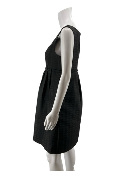 Max &amp; Cleo Jacquard Fit &amp; Flare Pleated Little Black Dress