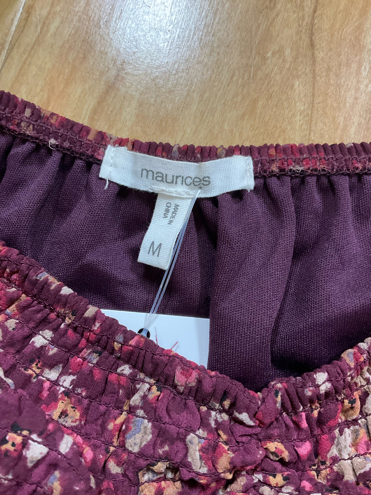 Maurices Size M maroon Floral Pre-Owned Ladies Dress